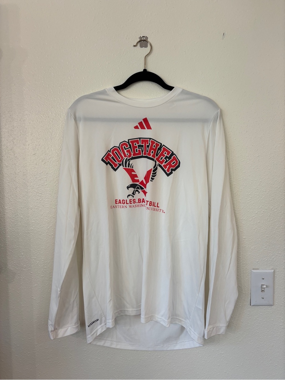 adidas White Long-Sleeve 'TOGETHER' Eagles Baseball Graphic Tee